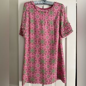 Lilly Pulitzer vintage silk & cotton pink & green romantic dress with ruffles ❤️